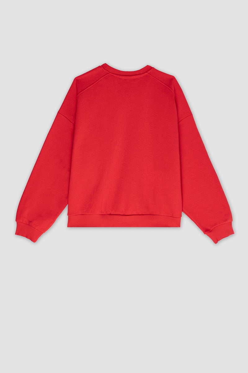 DeFacto Red Woman Oversize Fit Sweatshirt Casual - Image 3